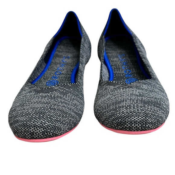 Rothy's Birdseye Flats Charcoal with Pink Sole Round Toe Slip On Shoes sz 7 - Picture 3 of 12